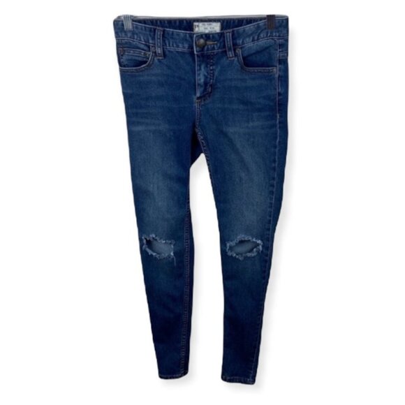 Free People Skinny Jeans Busted Knee Josie Destroyed Distressed‎ Size 25 Denim - Picture 11 of 13
